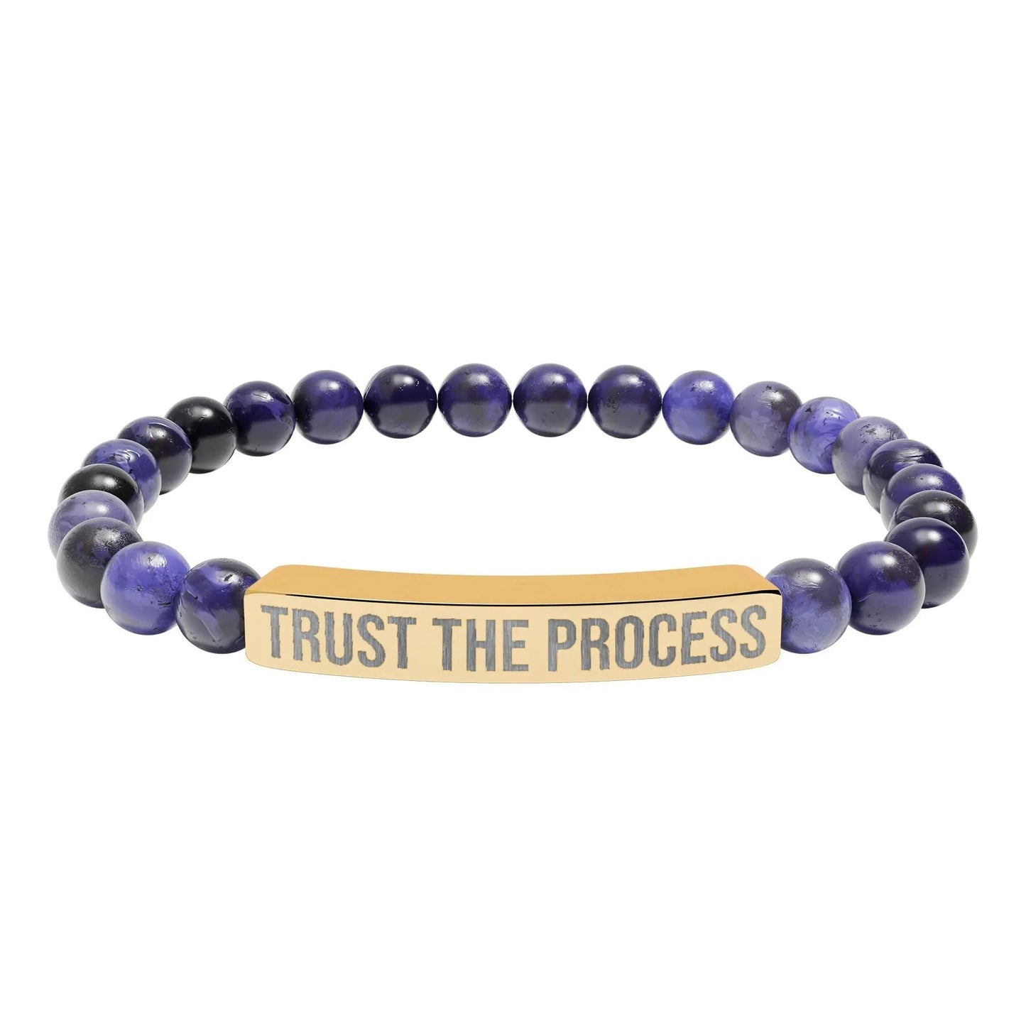 Trust the Process Natural Stone Stretch Bar Bracelet (Engraving) Printify