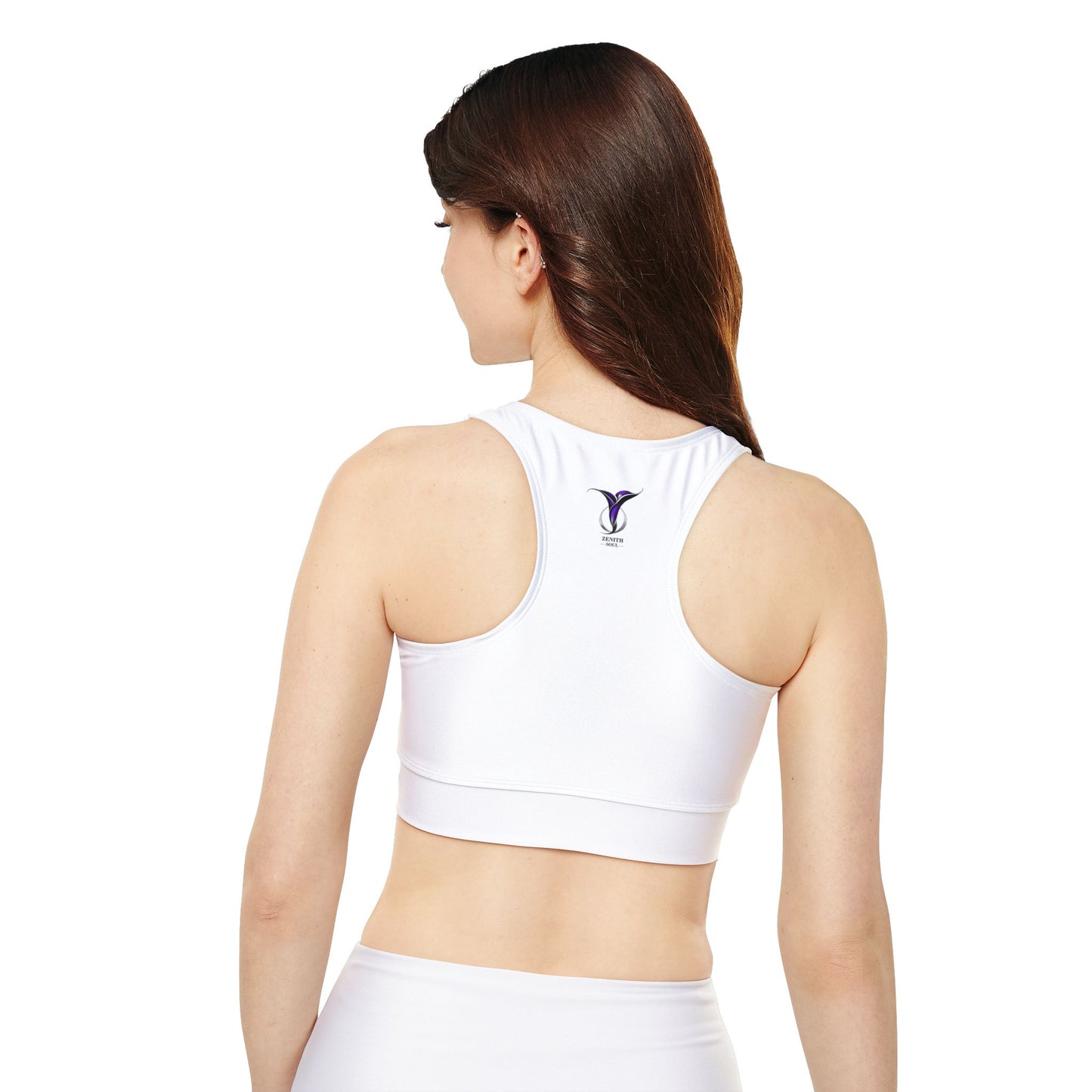 Leo White Fully Lined, Padded Sports Bra (AOP)