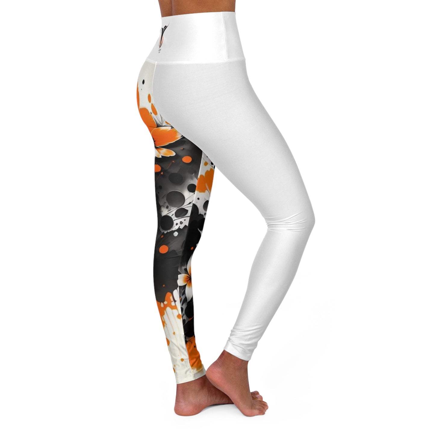 Sacral Chakra Flower Black High Waisted Yoga Leggings (AOP)