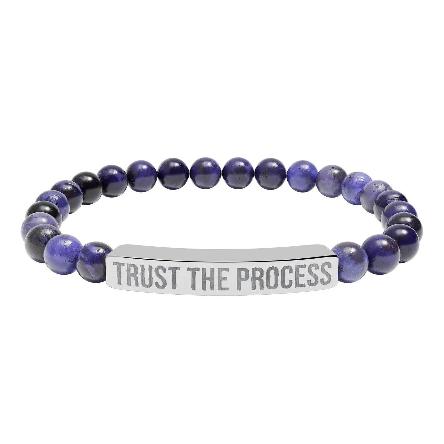 Trust the Process Natural Stone Stretch Bar Bracelet (Engraving) Printify