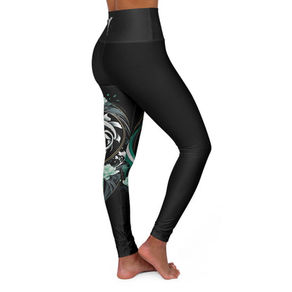 Pisces Black High Waisted Yoga Leggings (AOP)