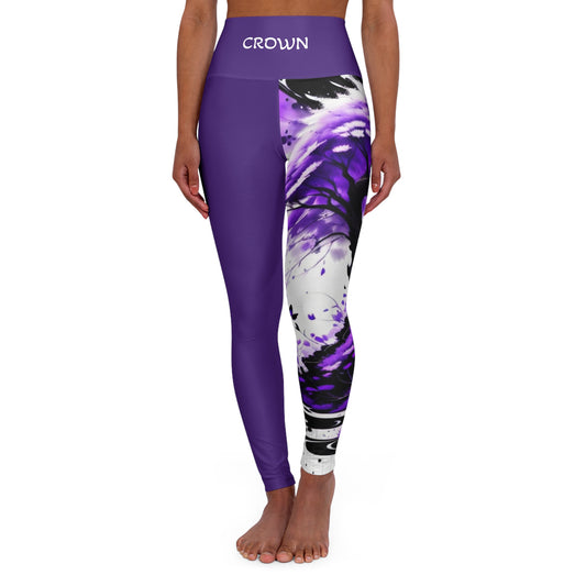 Crown Chakra Tree Purple High Waisted Yoga Leggings (AOP)