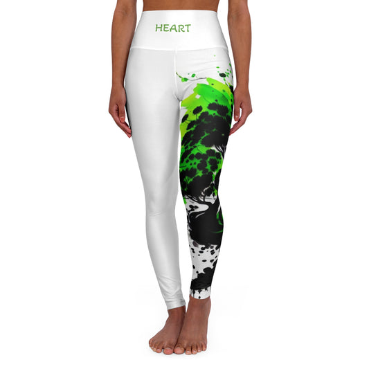 Heart Chakra Tree White High Waisted Yoga Leggings (AOP)