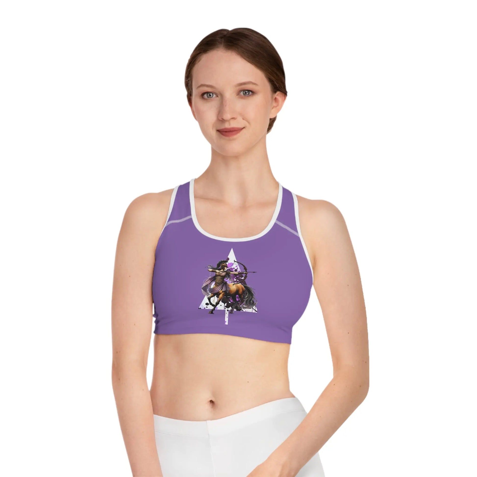 Sagittarius Lilac Sports Bra (AOP) Printify