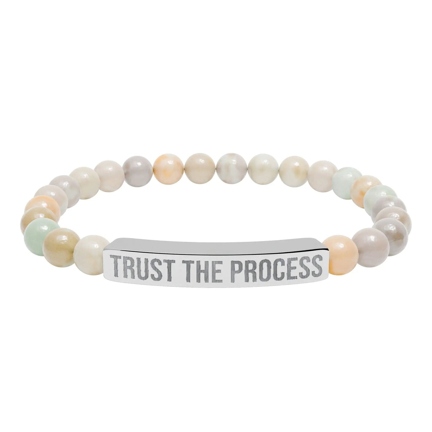 Trust the Process Natural Stone Stretch Bar Bracelet (Engraving) Printify