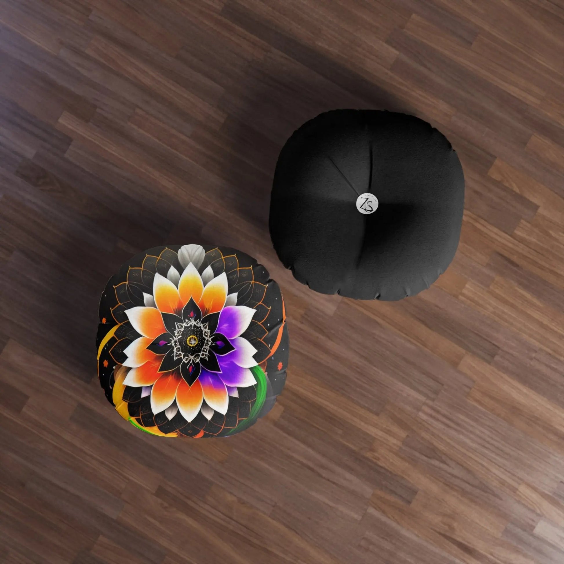 Chakra Floral Meditation Pillow, Round Printify