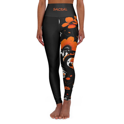 Sacral Chakra Tree Black High Waisted Yoga Leggings (AOP)