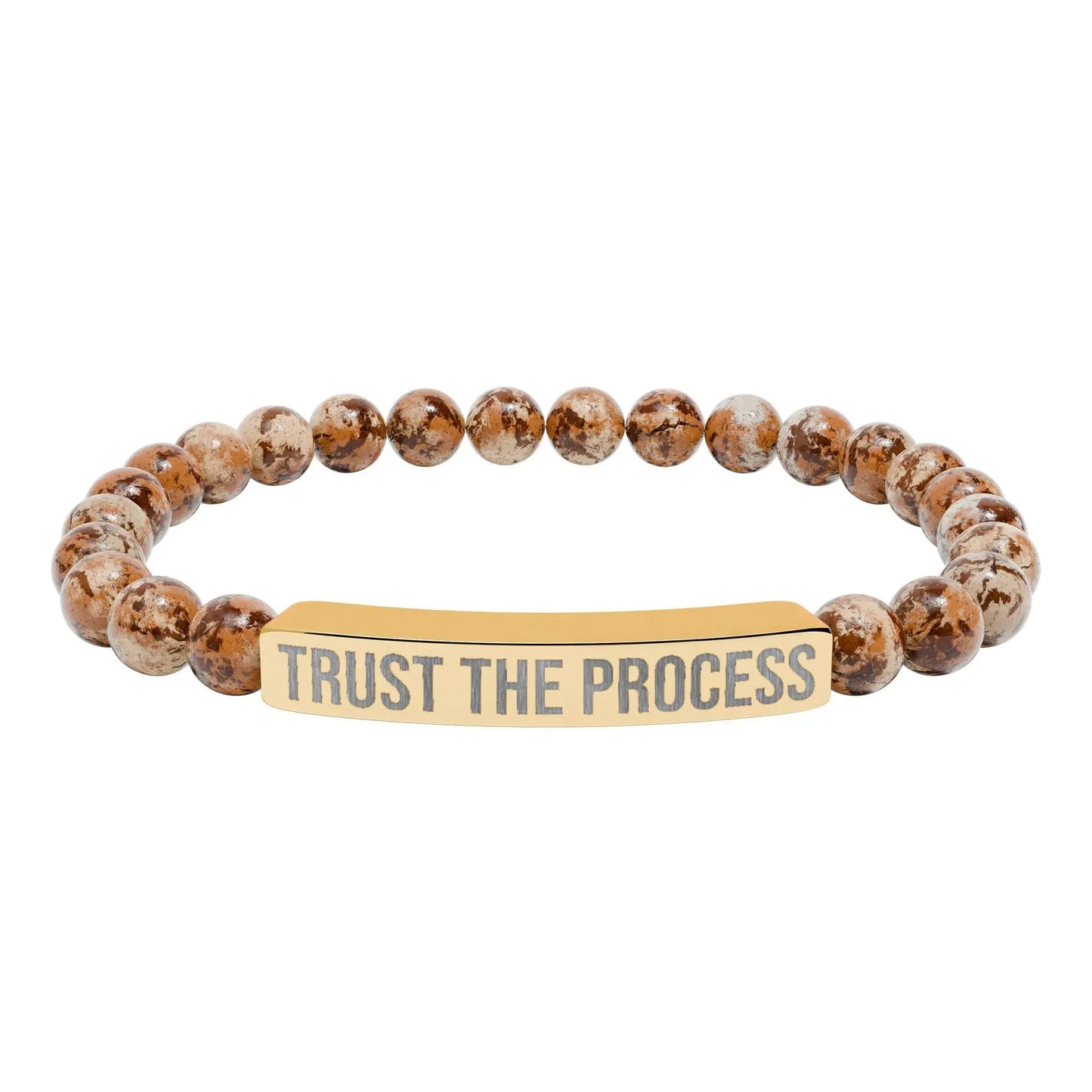 Trust the Process Natural Stone Stretch Bar Bracelet (Engraving) Printify