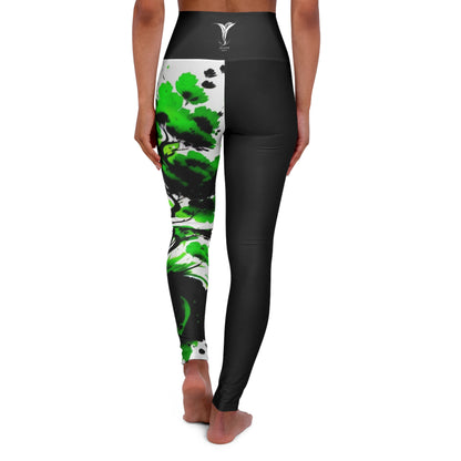 Heart Chakra Tree Black High Waisted Yoga Leggings (AOP)