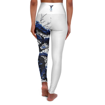 3rd Eye Chakra Tree White High Waisted Yoga Leggings (AOP)