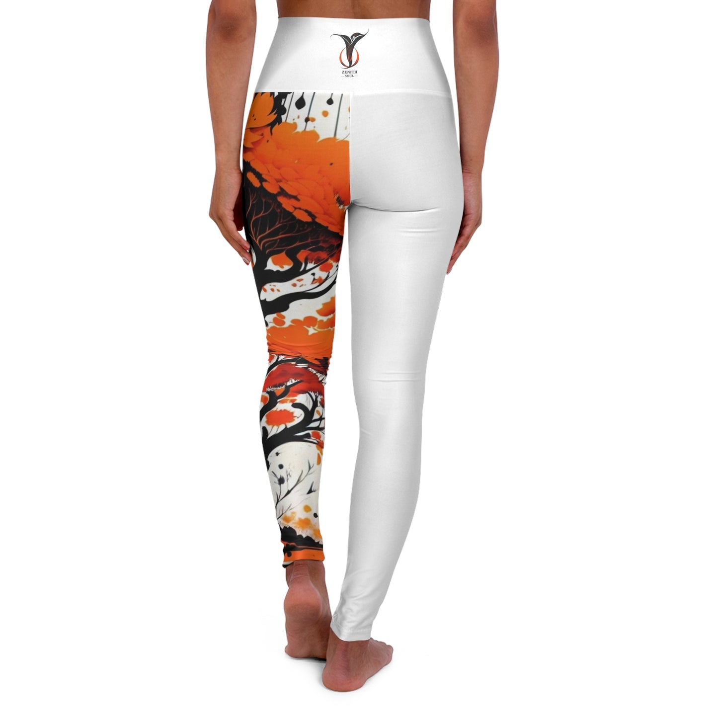 Sacral Chakra Tree Black High Waisted Yoga Leggings (AOP)