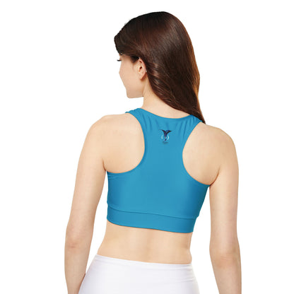 Sagittarius Turquoise Fully Lined, Padded Sports Bra (AOP)