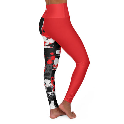 Root Chakra Flower Red High Waisted Yoga Leggings (AOP)