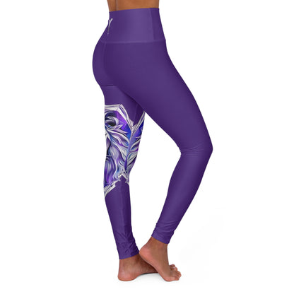 Leo Purple High Waisted Yoga Leggings (AOP)