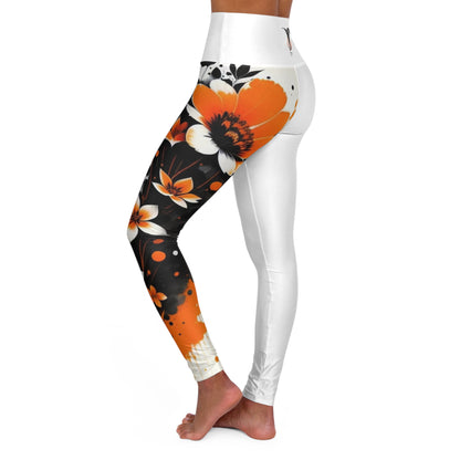 Sacral Chakra Flower Black High Waisted Yoga Leggings (AOP)