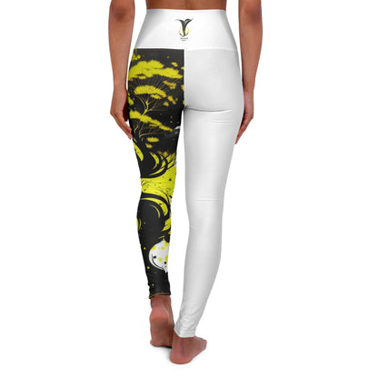 Solar Plexus Chakra Tree White High Waisted Yoga Leggings (AOP)