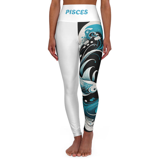 Pisces White High Waisted Yoga Leggings (AOP)