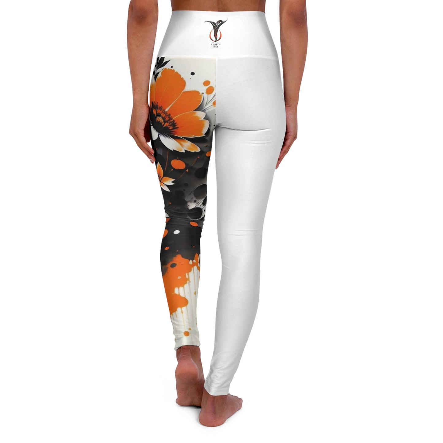 Sacral Chakra Flower Black High Waisted Yoga Leggings (AOP)