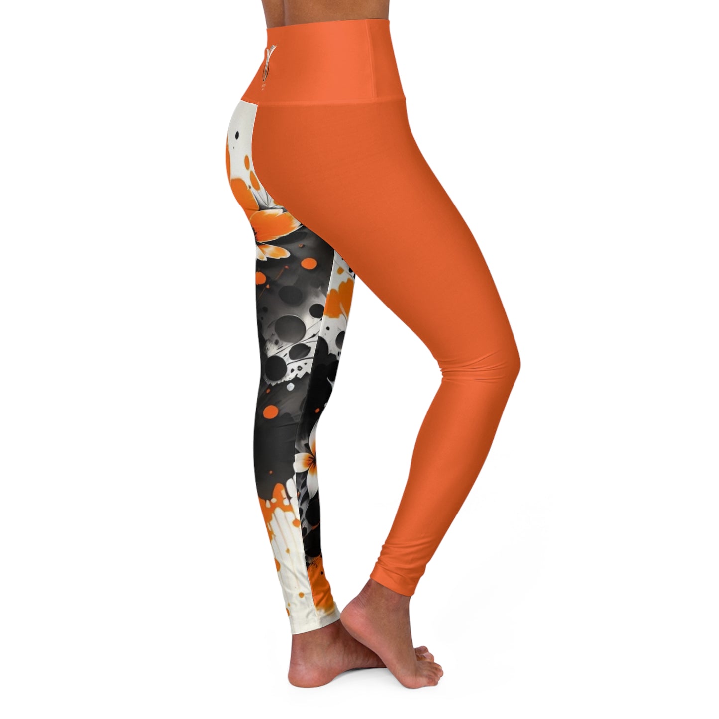 Sacral Chakra Flower Orange High Waisted Yoga Leggings (AOP)