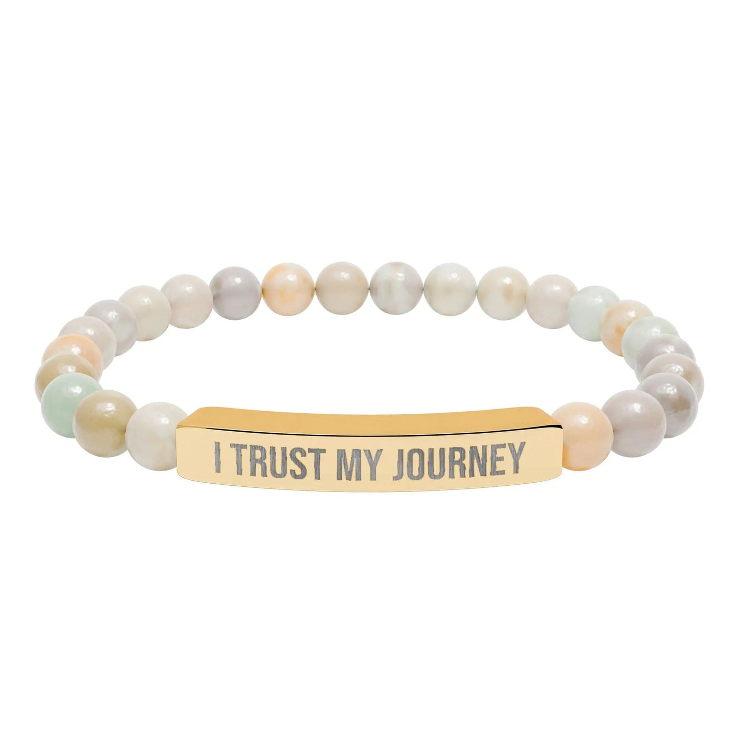 I trust my Journey Natural Stone Stretch Bar Bracelet (Engraving) Printify