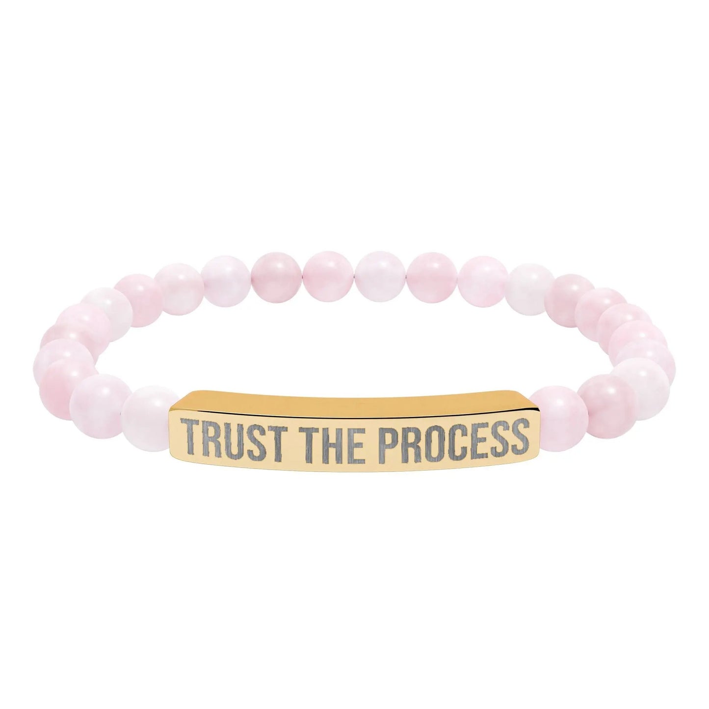 Trust the Process Natural Stone Stretch Bar Bracelet (Engraving) Printify