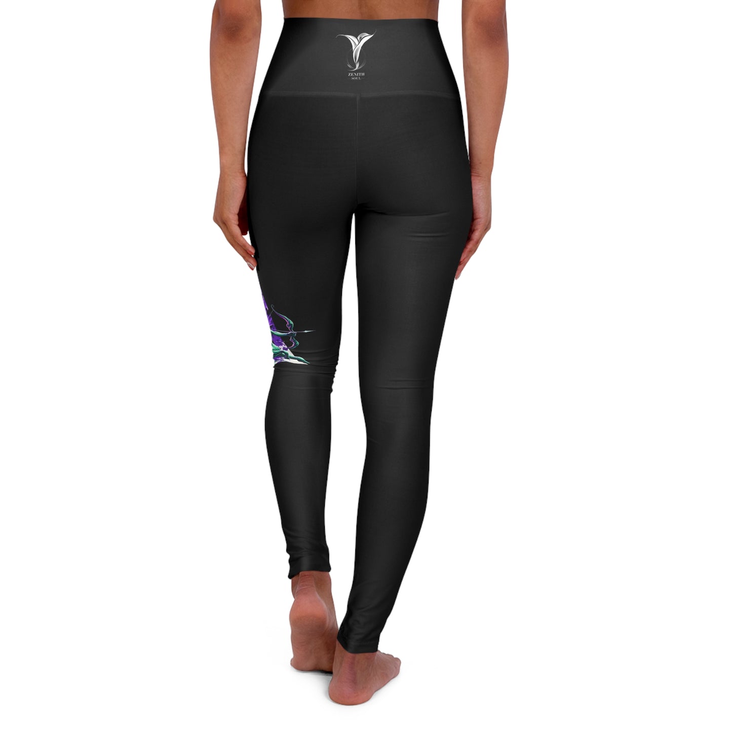 Sagittarius Black High Waisted Yoga Leggings (AOP)