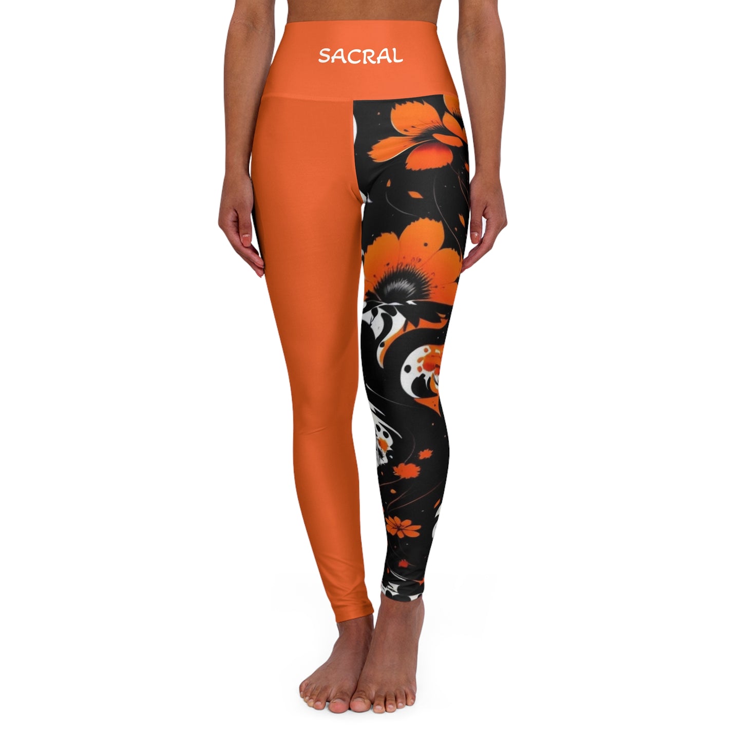 Sacral Chakra Tree Orange High Waisted Yoga Leggings (AOP)