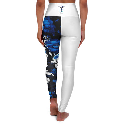 Throat Chakra Tree White High Waisted Yoga Leggings (AOP)