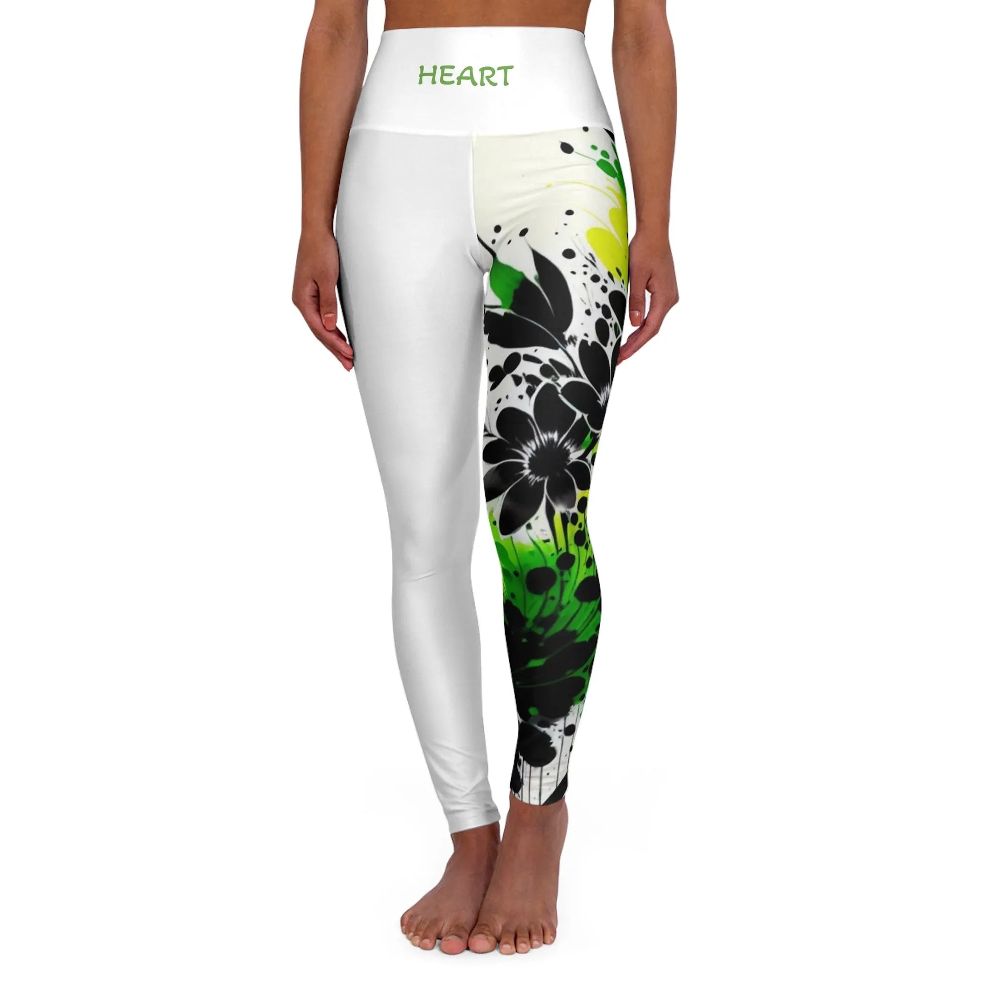 Heart Chakra Flower White High Waisted Yoga Leggings (AOP) Printify