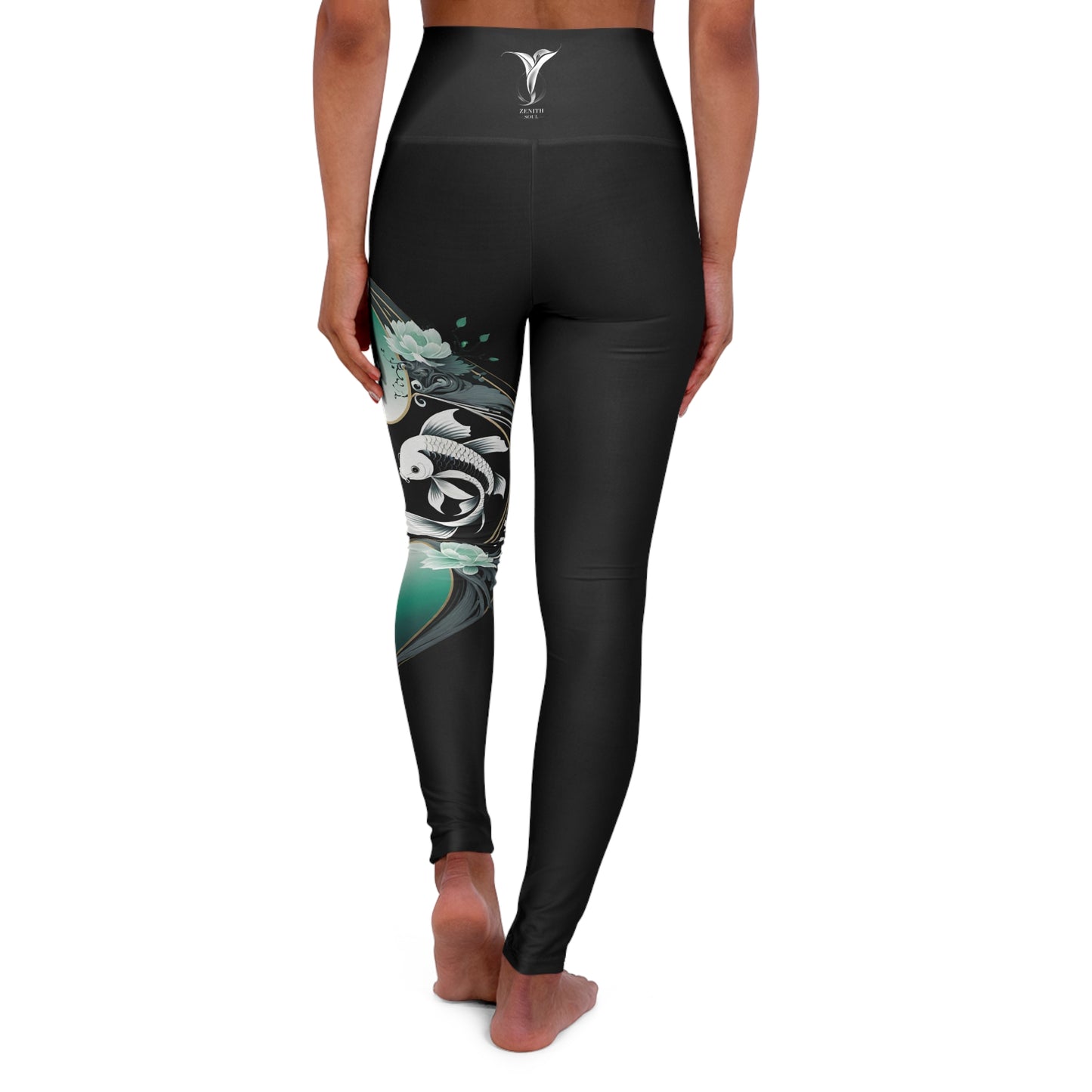 Pisces Black High Waisted Yoga Leggings (AOP)